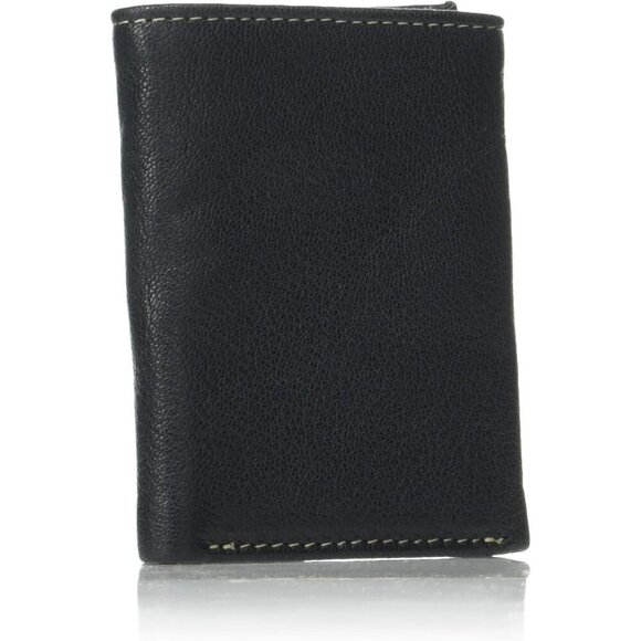 Men's Genuine Leather Black Rfid Blocking Trifold Wallet One Size - Picture 2 of 8